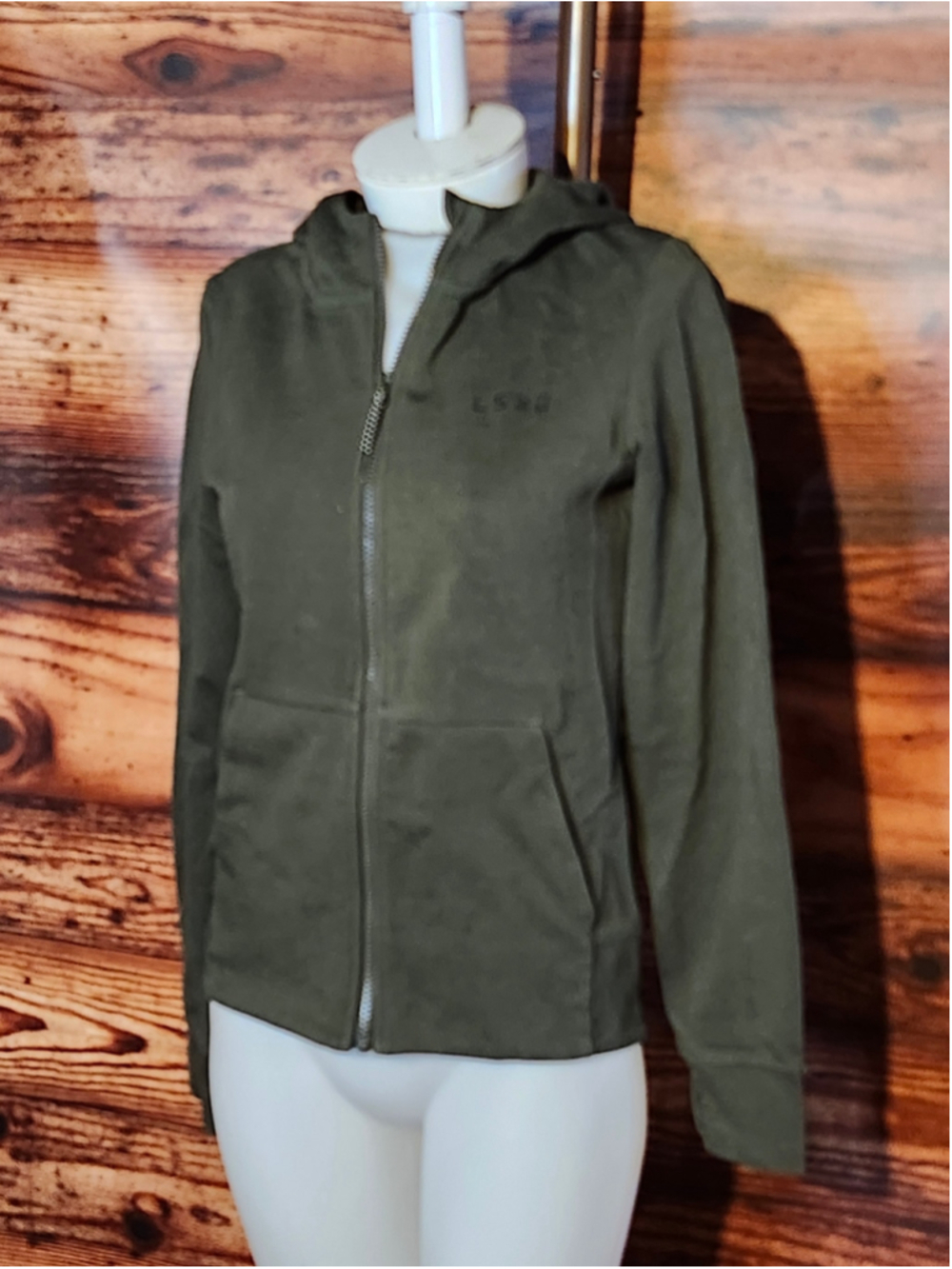 Women's LSKD Olive Green Zip-Up Hoodie Size S